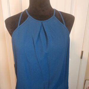 H&M blue double strap racerback pleated camisole